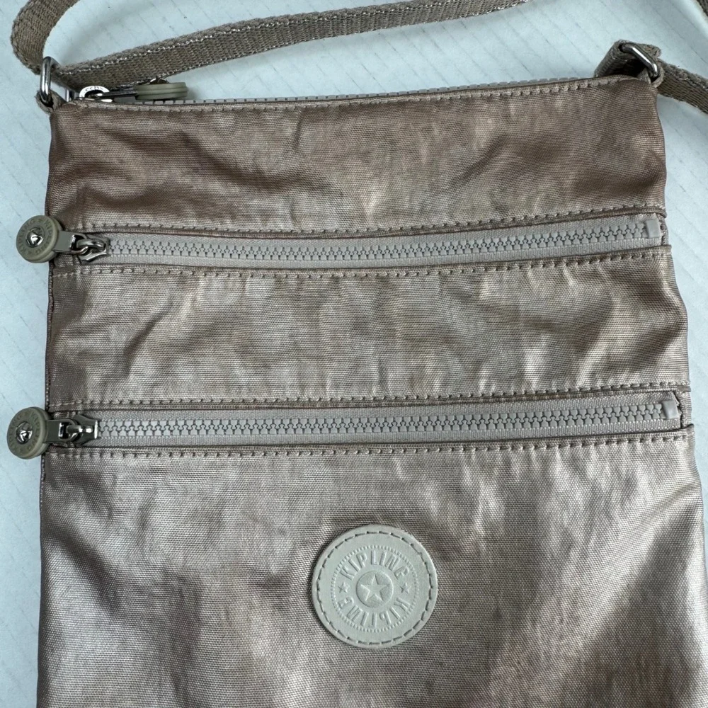 Kipling keiko Metallic Rose Gold Crinkle Nylon Crossbody Bag Small purse